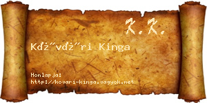 Kővári Kinga névjegykártya